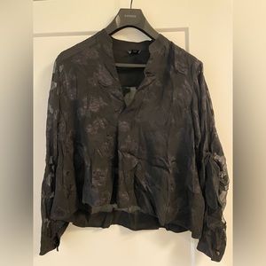Club Monaco Sheer Black Floral Blouse